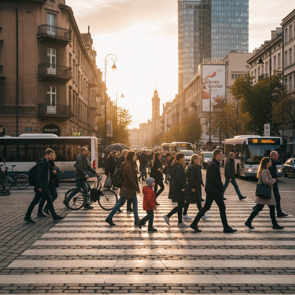 pokaż ludzi przechodzących na ulicy